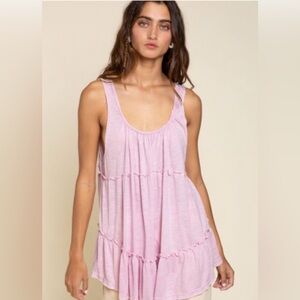 POL Light Pink Tiered Tank Top